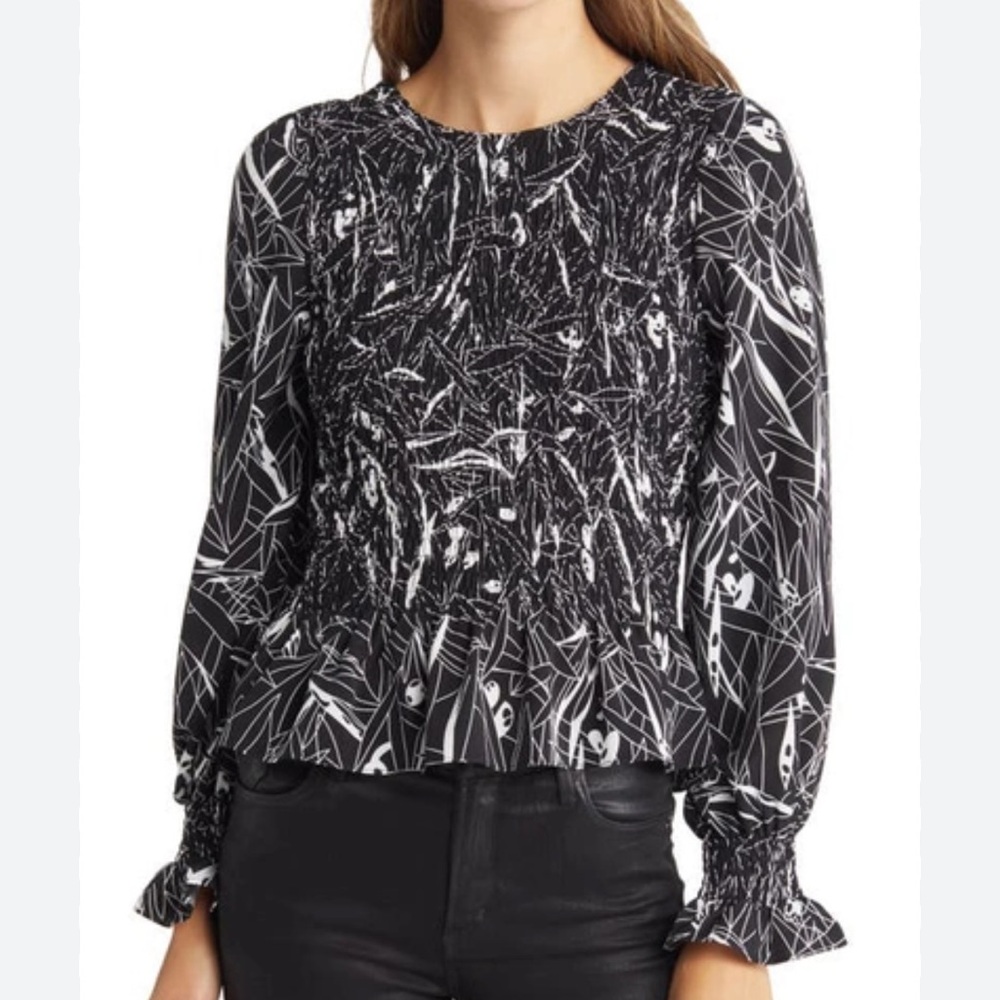 Nikki Lund Winona Abstract Print Cotton Blend Blouse Size L